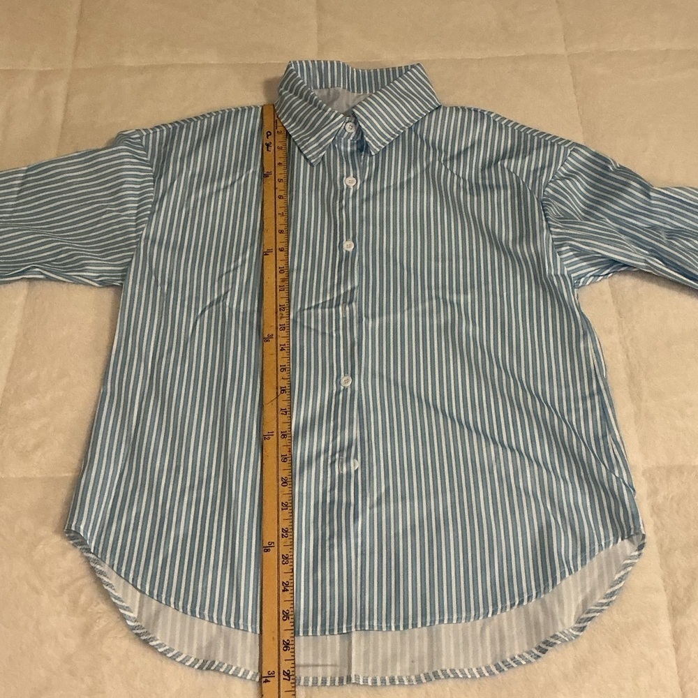 DO NOT BUY. “SOLD” Blue Striped Button-Up Shirt and Shorts Set - Picture 9 of 9